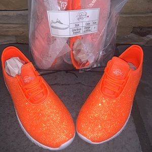 NWT🧡Southern Fried Chics Glitter Bomb Sneakers🧡Orange🧡Size 7
